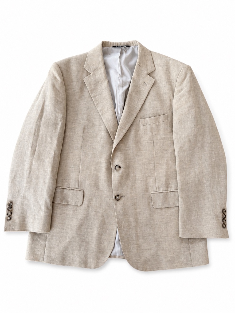 Jos A Bank Linen Wool Sport Coat 42 Short Beige Tan 2 Button Blazer
